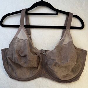 Wacoal 38G Taupe Lace Underwire Bra Full Support Unlined Lingerie